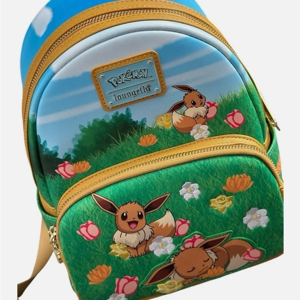 Loungefly Pokemon Eevee Embroidered Flowers Grass Mini Backpack